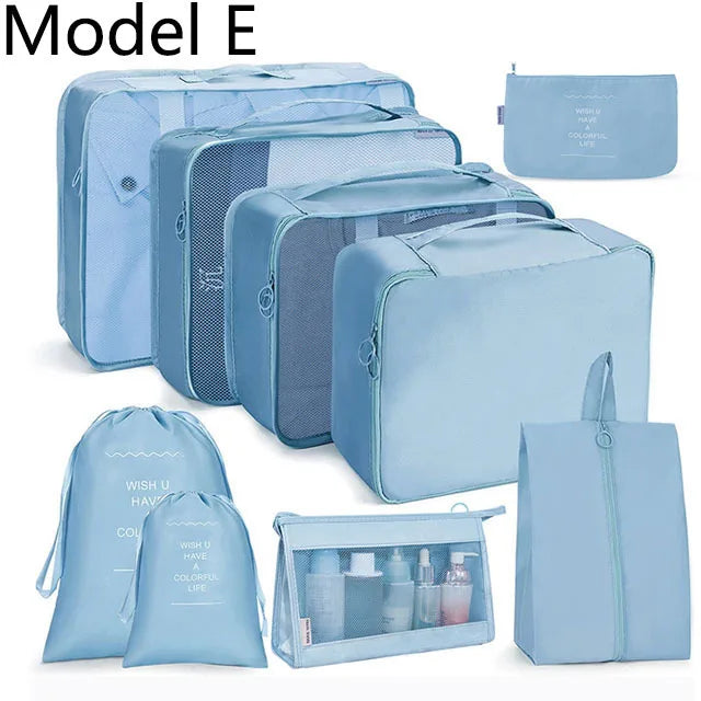 9Pcs/set High Quality Luggage Storage Bags For Packing Cube Clothes Underwear Cosmetic Bag Travel Suitcase Organizer Bag Pouch