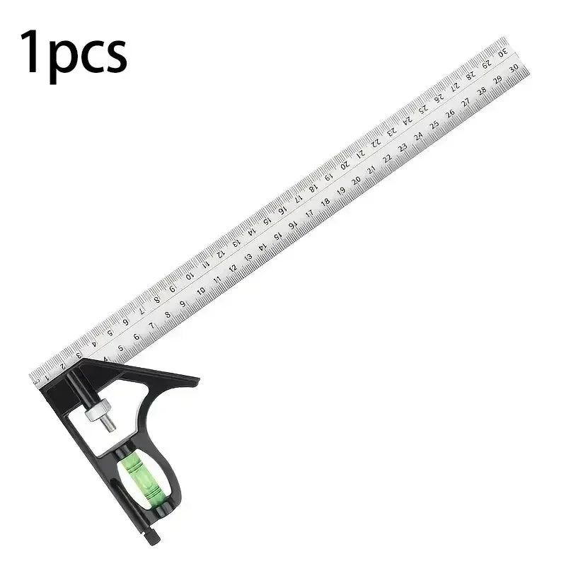 New 300mm Stainless Steel Angle Combination Square Ruler Horizontal Movable Carpenter Woodworking 45 Degree Right Level Moving