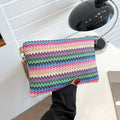 Vintage Hand Woven Clutch Bag Colourful Money Beach Long Bag Handmade Casual Portable Elegant Exquisite for Weekend Vacation