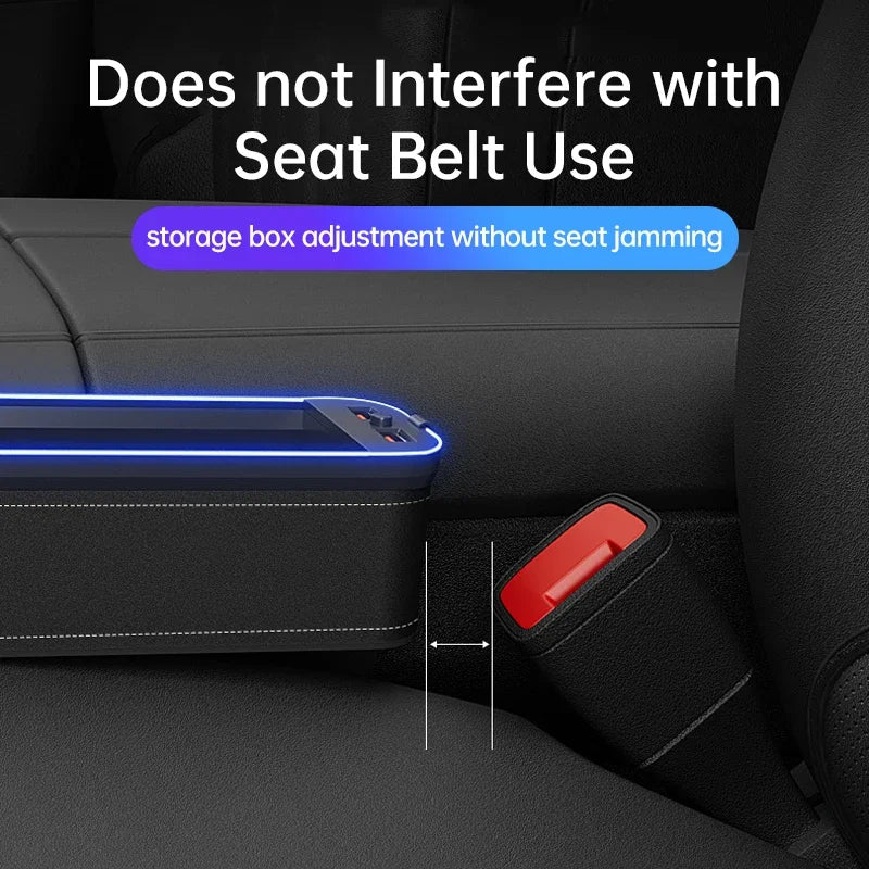 For Porsche Cayenne Panamera Macan 718 Boxster 958 911 Car Crevice Storage Box With 2 USB Charger Colorful LED Seat Organizer