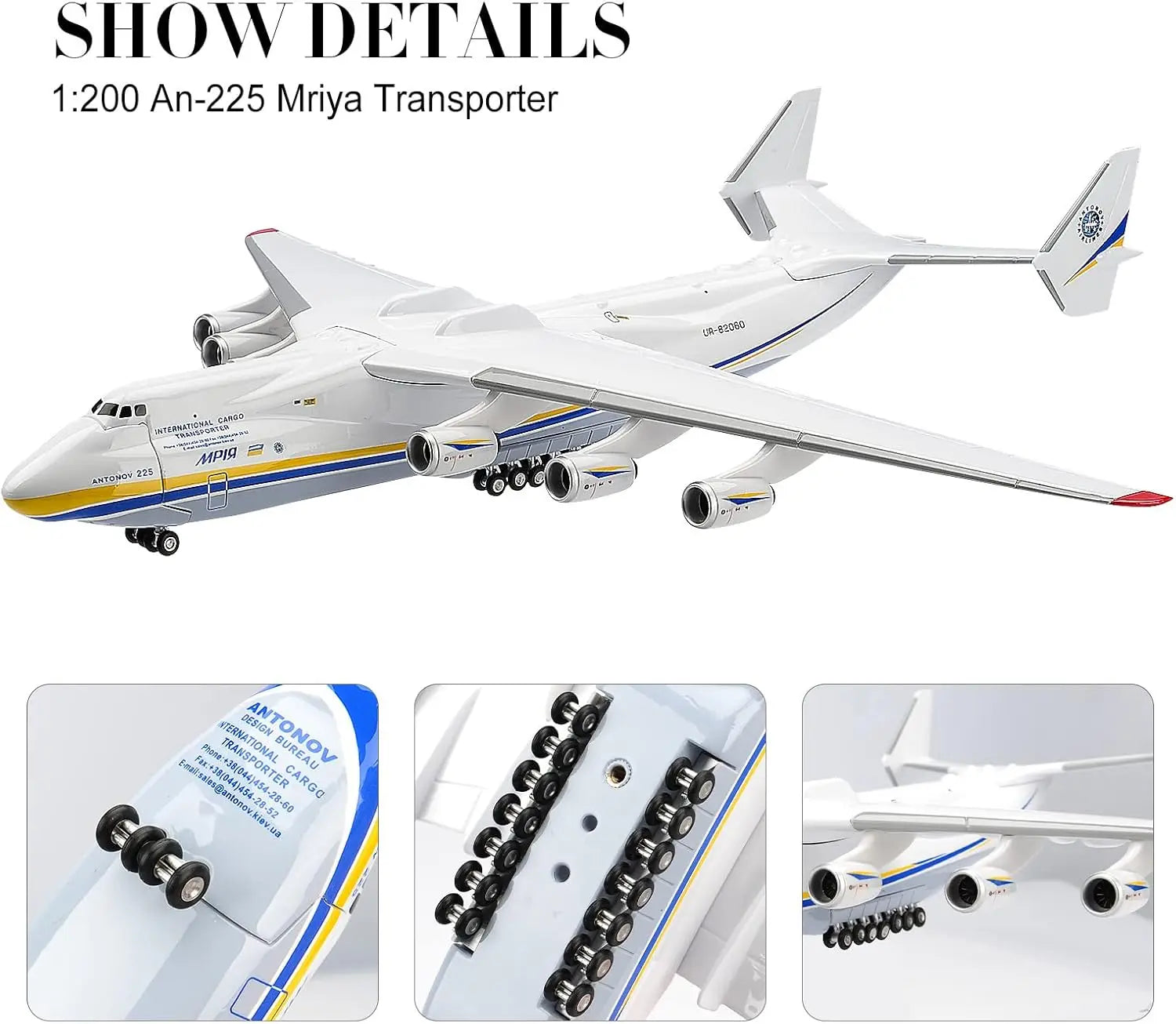 Toy Airplane Resin Plastic Replica Model 1/200 Scale 42cm Antonov An-225 An225 Mriya Transport Aircraft Child Toy Plane Airplane