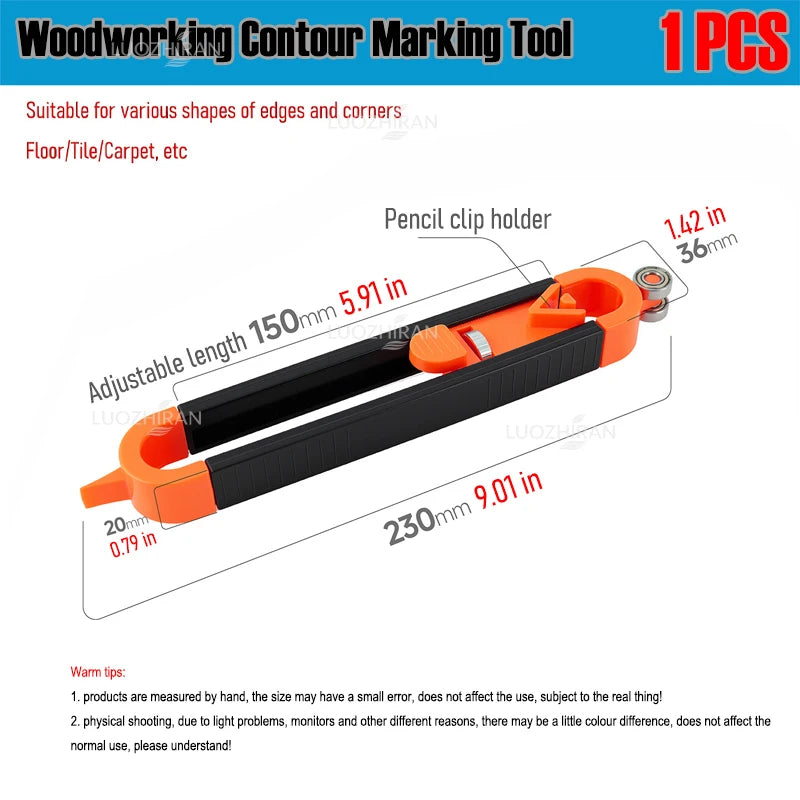 Contour Gauge Duplicator With Lock Adjustable Irregular Edge Scribing Ruler, for Ceramic Tile Floor Carpet Woodworking DIY Tools