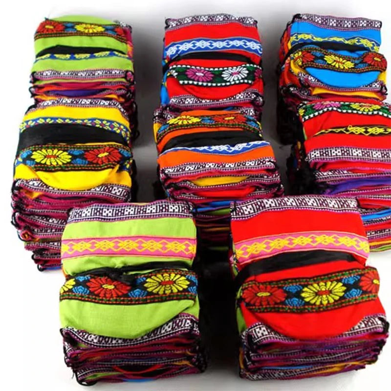 30PCS/Lot Yunnan Ethnic Characteristic Craft Pu'er Colorful Small Cloth Bag Pu er Small Tea Cotton Bags Portable Storage