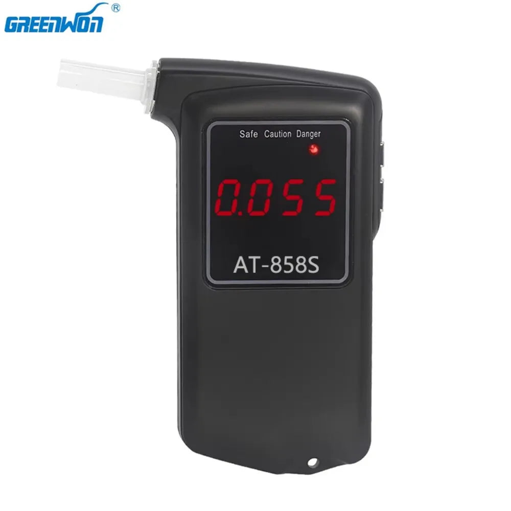 GREENWON High Accuracy Breath Alcohol Tester Breathalyzer AT858S Breathalyser Meter Free Extra 10Pieces Mouthpieces