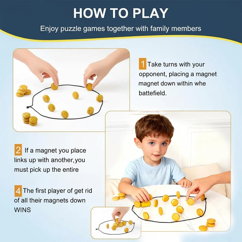 Party Games Magnetic Stones Game Interactive Magnet Board Strategy Game for Family Kids Adults High quality longest side 3.4cm