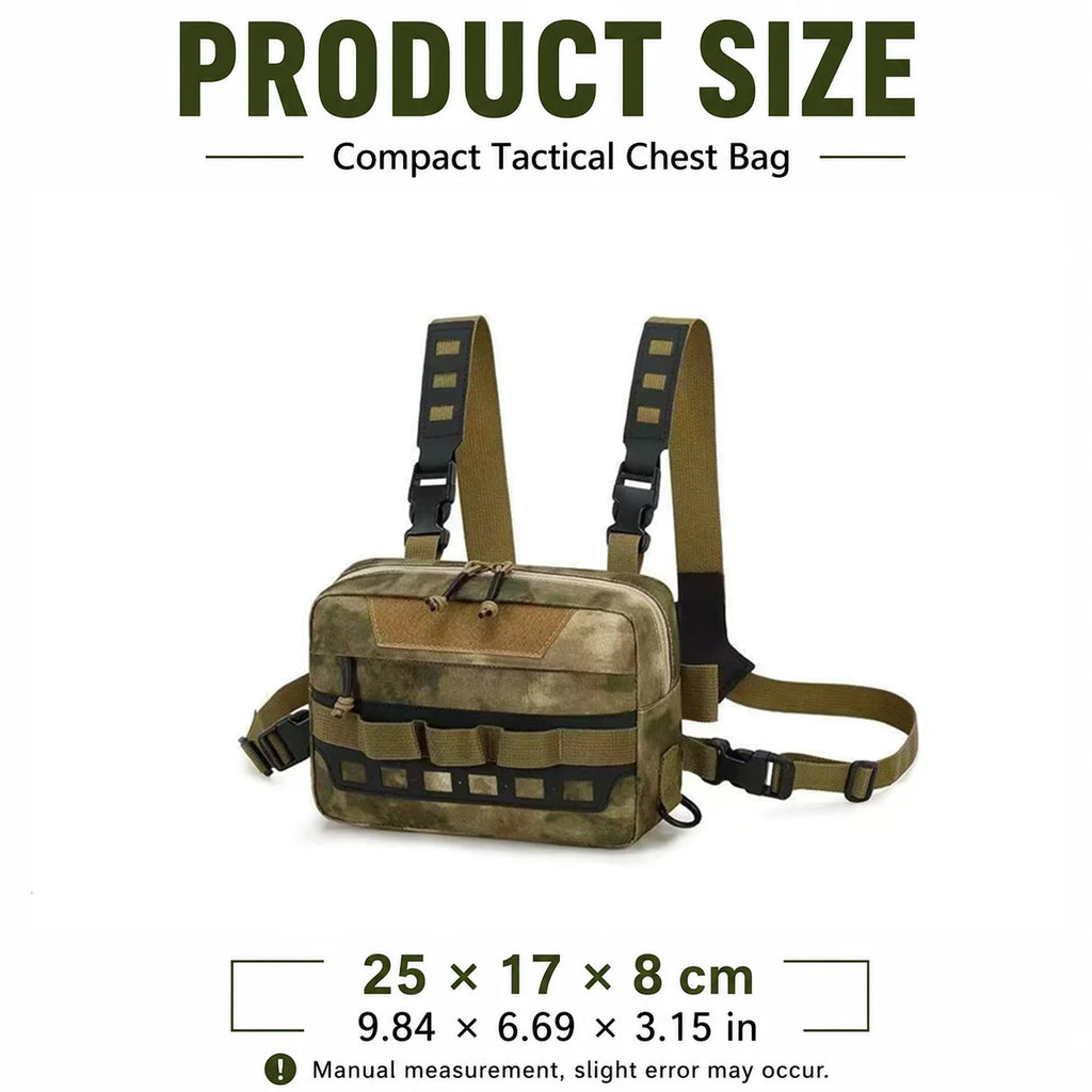 Functional Tactical Chest Bag Waist Bag Fishing MOLLE Outdoor EDC Chest Rig Pack for Cycling Hiking Camping Adjustable Harness