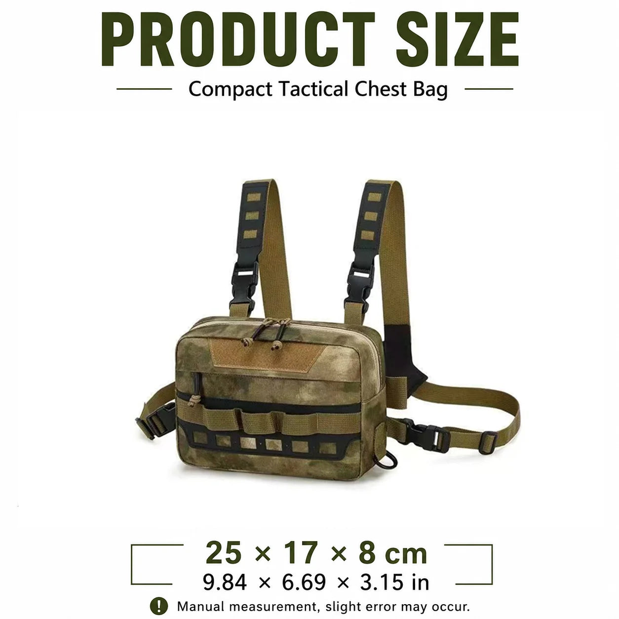 Functional Tactical Chest Bag Waist Bag Fishing MOLLE Outdoor EDC Chest Rig Pack for Cycling Hiking Camping Adjustable Harness