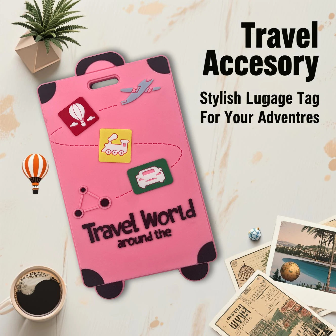 Silicone Travel Luggage Tags – Name & ID Card Holder, Anti-Counterfeiting, Solid Color Airplane Accessories