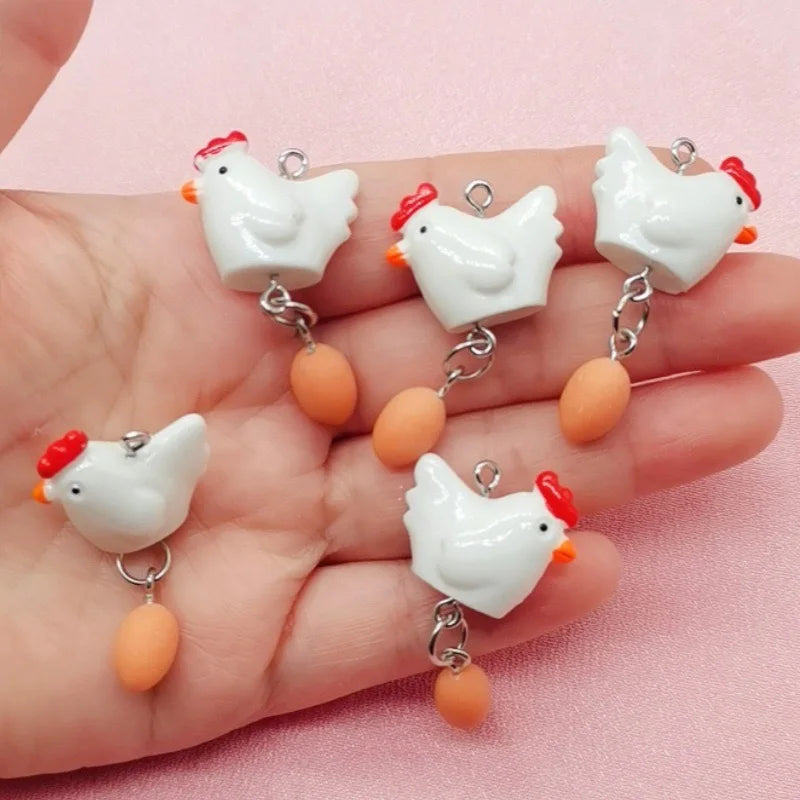 10pcs hot selling creative healing resin hen egg pendant DIY jewelry accessories jewelry making earrings necklace