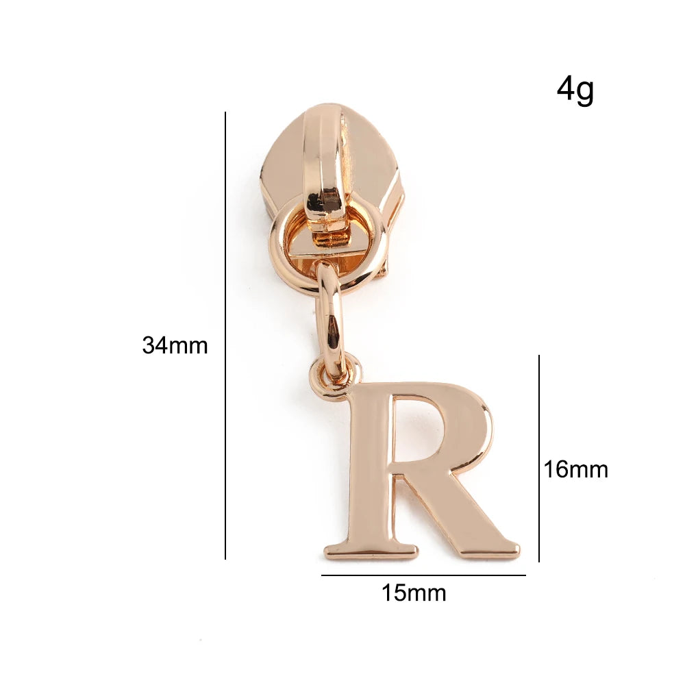 20/50PCS 5# Nylon A-Z English Initial Letter Zipper Puller Slider For Create Personal Logo Bag Purse Trinkets Gift Accessories