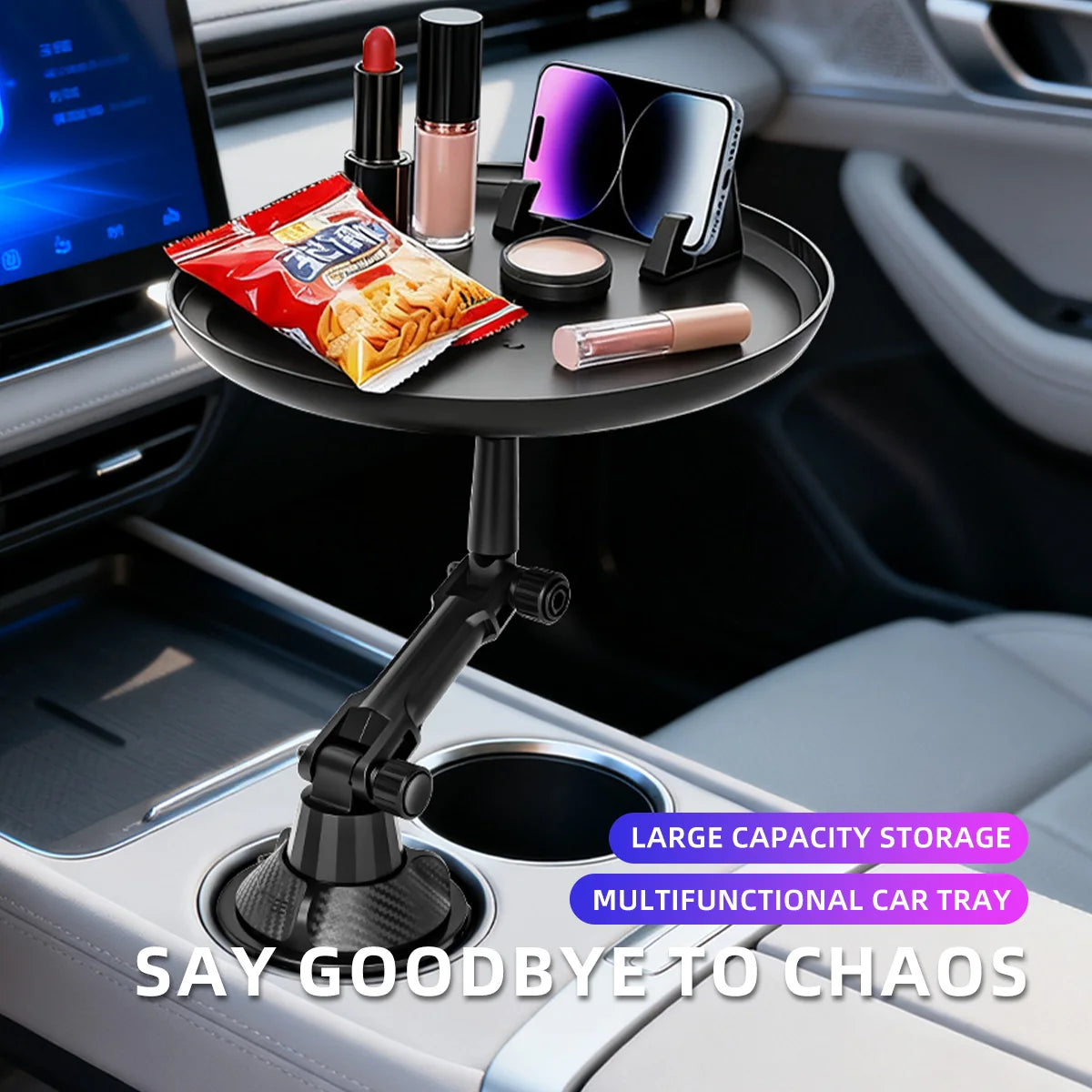 Car Cup Phone Holder Stand Mount Tray 360° Degree Rotation Table Slot Food Organized Adjustable Drink Accesories for iphone