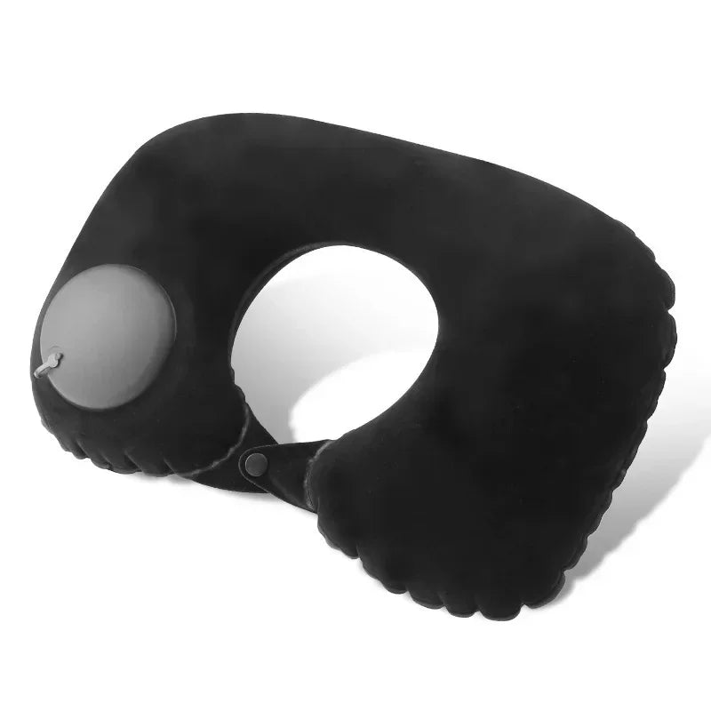 Car Portable Neck Protection U-shaped Compression Inflatable Pillow, Outdoor Nap, Camping, Travel Flocking PVC Airplane Pillow