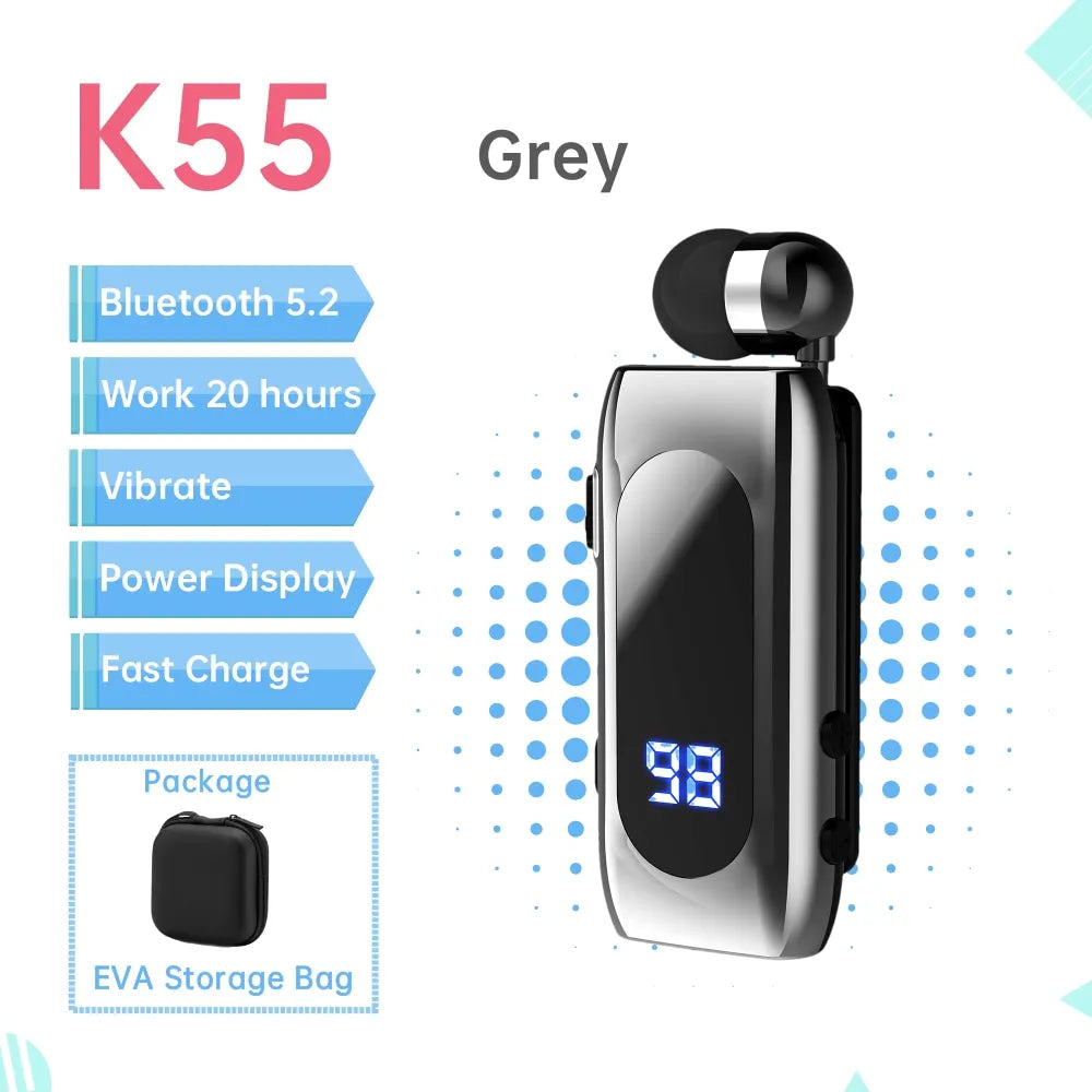 K55 Lavalier Wireless Earphone Bluetooth 5.0 Earphone In Lotus Bussiness Headphone Headset Fast Charge Vibration Power Display