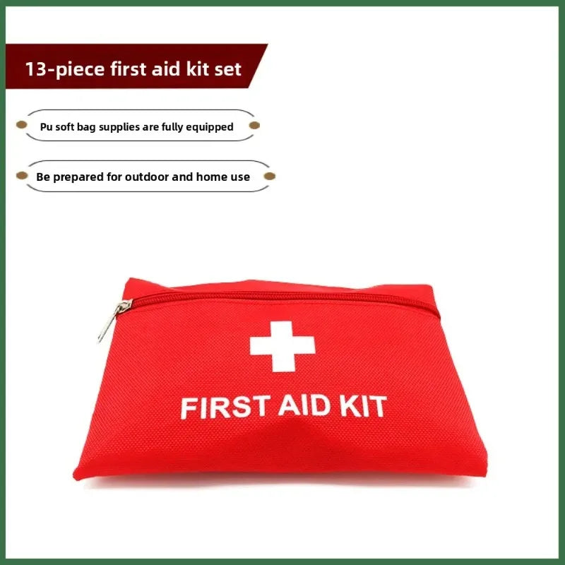 13-Piece All-in-One First Aid Kit Portable Compact Survival Kit for Outdoor Wilderness Travel with Complete Wound Care Supplies