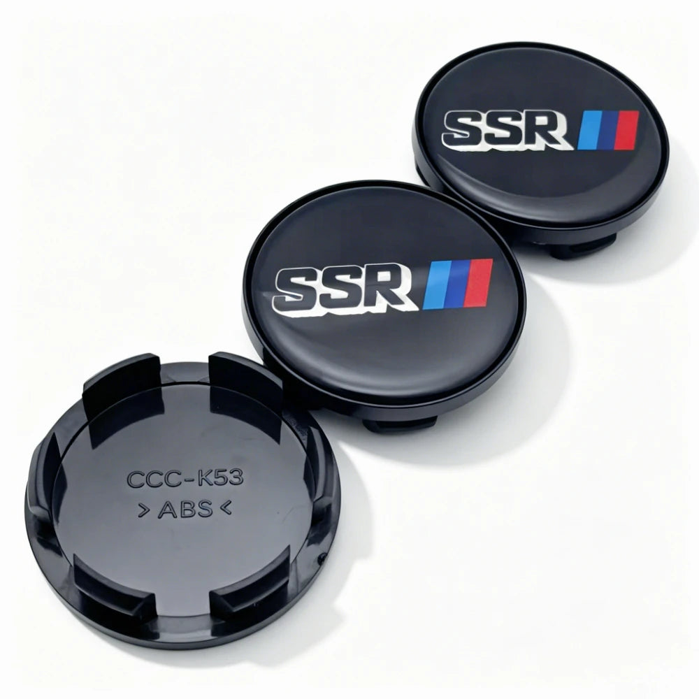 4pcs SSR Logo Badge Epoxy Resin Emblem Car Wheel Center Caps Hub Cap 53MM Clip 48MM Wheel Rim Hubcaps Dust Cover Car Accessories