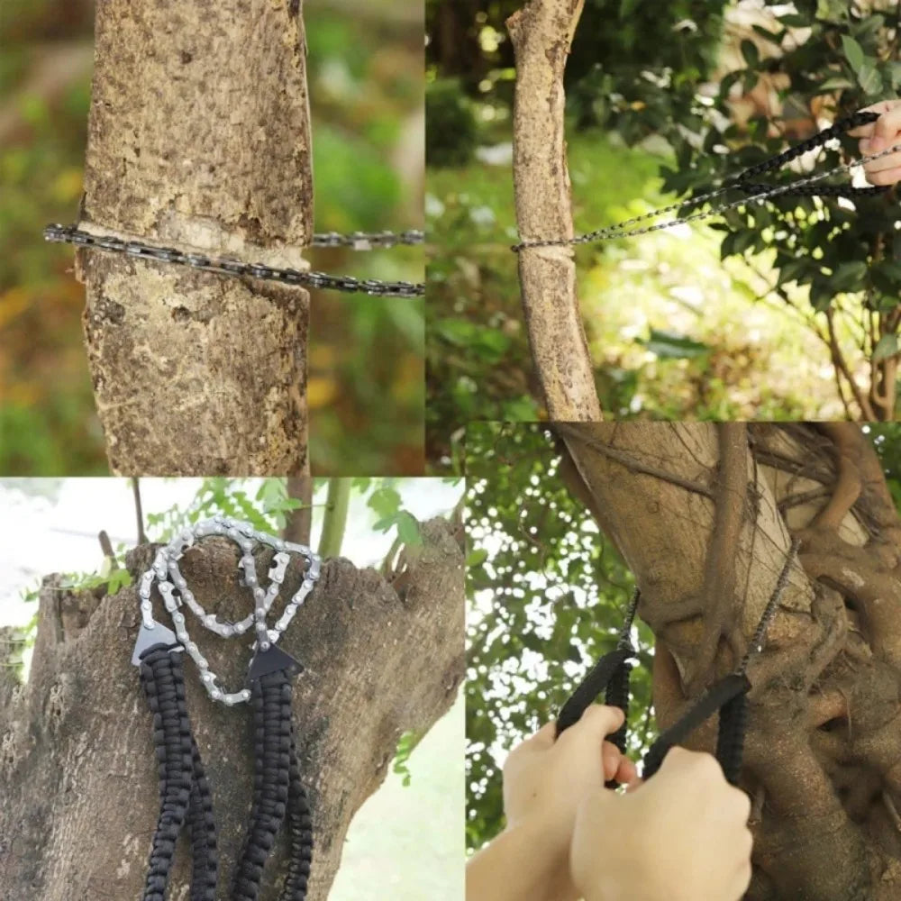 Manual Mini Chainsaw Umbrella Rope Handle Garden Logging Convenient Chain Saw Outdoor Survival Corded Saw Hand Tools