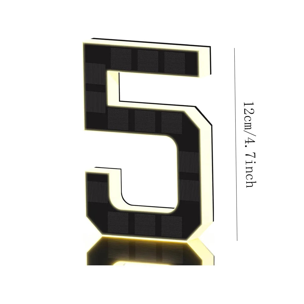 12CM Solar-Powered Outdoor House Number Light, House Numbers with Solar Panel, Waterproof LED Address Numbers for Home