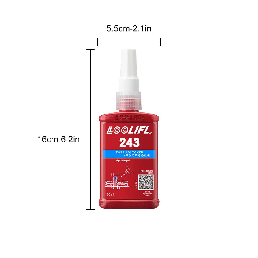 Medium strength blue screw glue, anti-vibration, high temperature and low temperature to prevent loosening and corrosion.