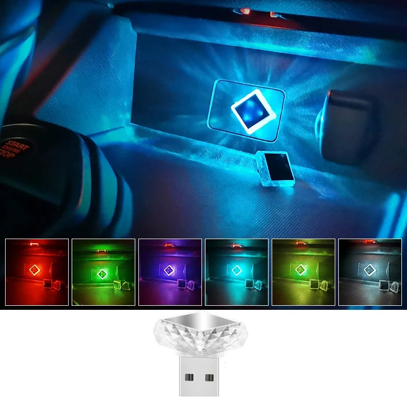 TypeC car atmosphere light, wireless modification for interior decoration, car USB rainbow atmosphere night light Type-C