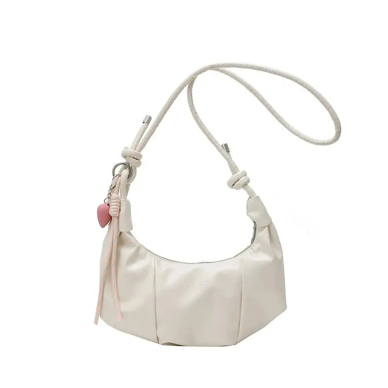 Fashionable Dumpling Shape Shoulder Bag For Women Street Trend PU Material Zipper Opening Crossbody Purse For Daily Use