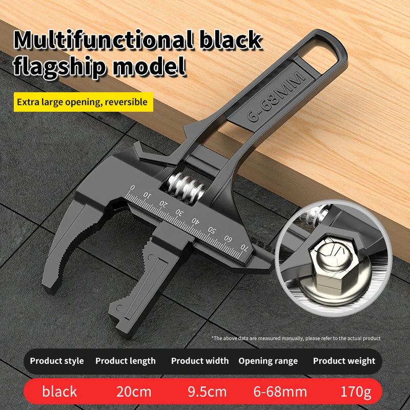 Dual-Use Aluminum Alloy Sink Wrench Adjustable Large Opening Universal Bathroom Faucet Wrench Plumbing Installation Repair Tool