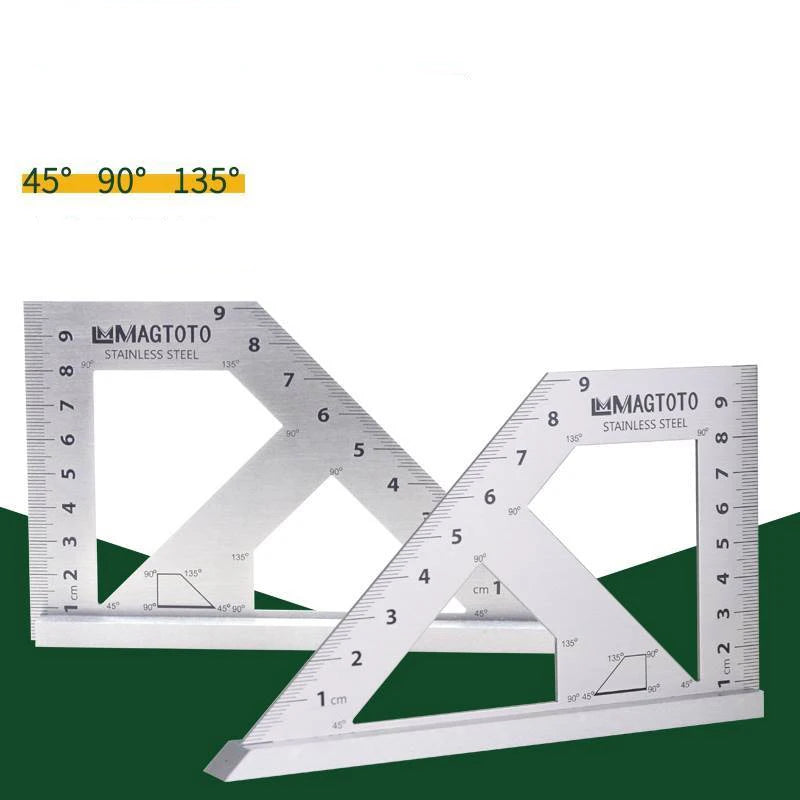 SHINWA MAGTOTO 45 Degree 90 Degree Angle Ruler Stainless Steel Protractor Gauge For Carpenter Measuring Woodworking Tools