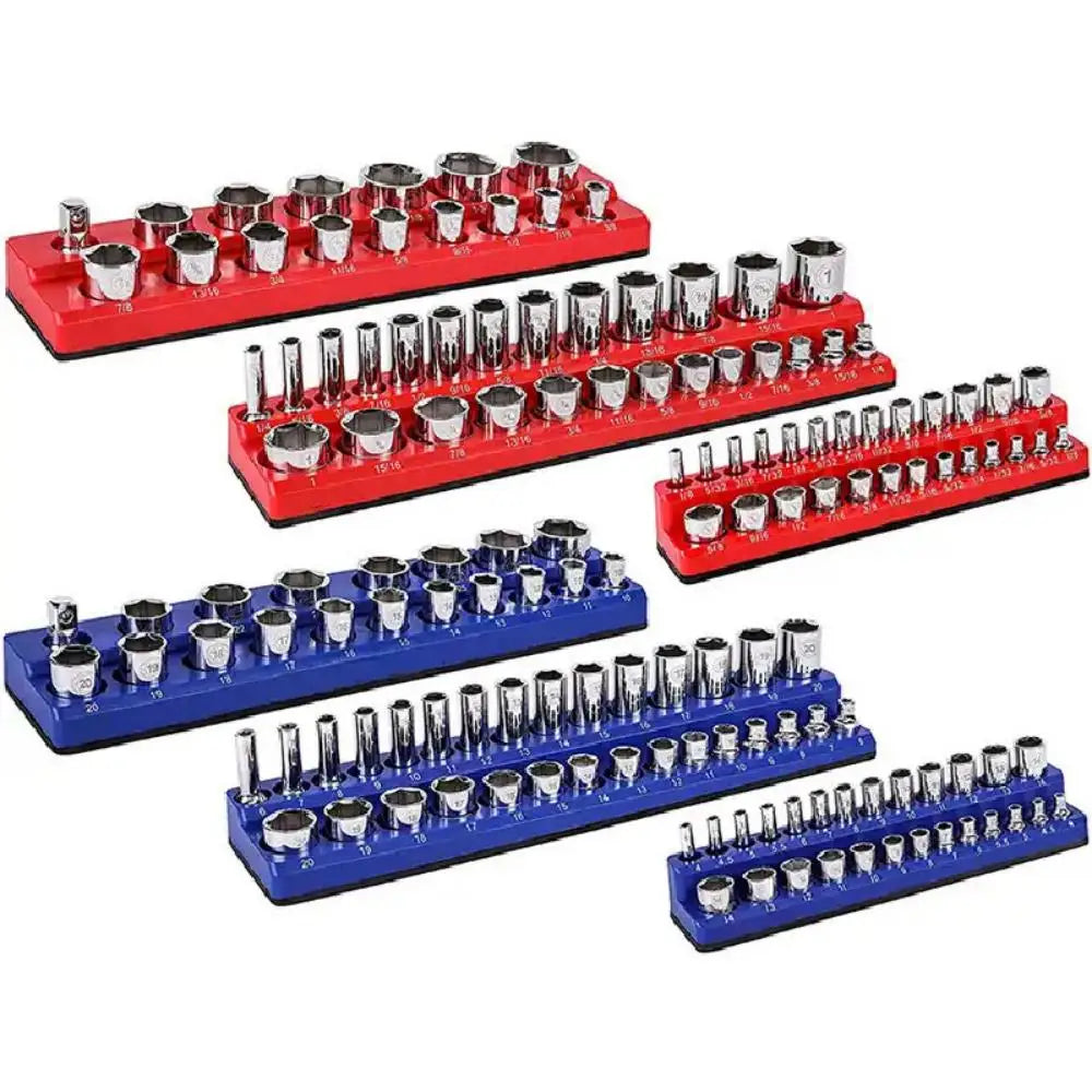 Magnetic Plastic Socket Holder Metric & SAE Magnetic Socket Organizer Rack 1/4" 3/8" 1/2" Drive Socket Storage Tool Holder