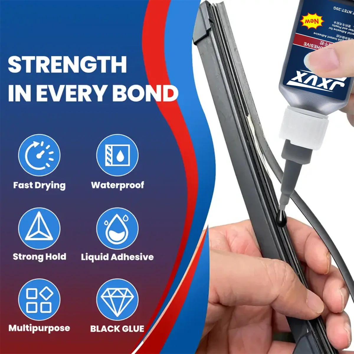 380/495 Black Super Strong Rubber Glue Instant Quick-drying Black Cyanoacrylate 100% Original Adhesive Specially Formulated for Rubber, Leather, Tires, and Plastics Liquid Glue Tool 1-8PCS.