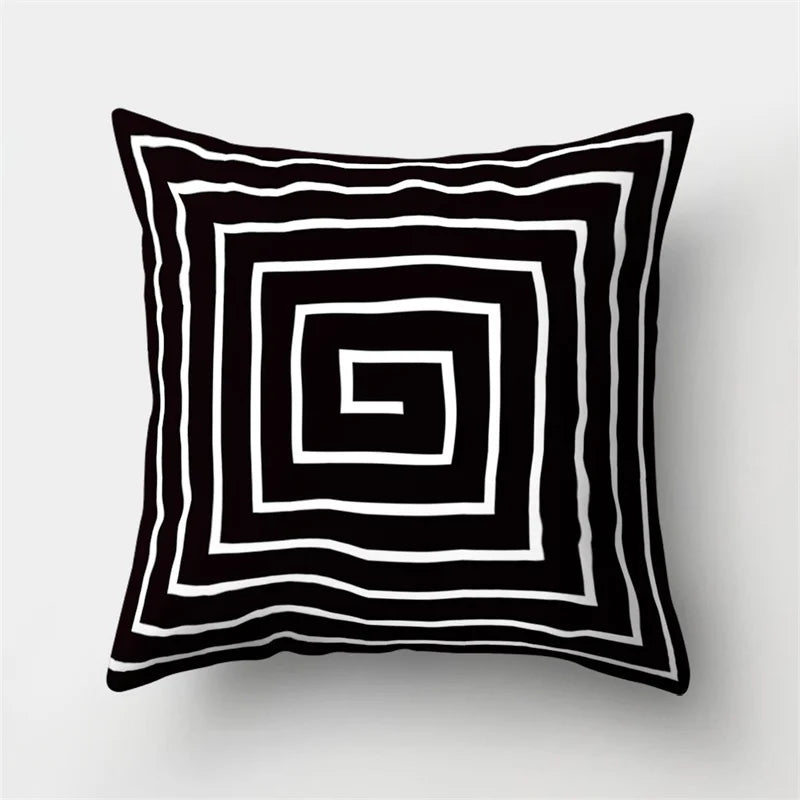 Black And White Geometric Portrait Double-sided Printed pillow cover Short plush Suitable living rooms sofas throw cushion cover