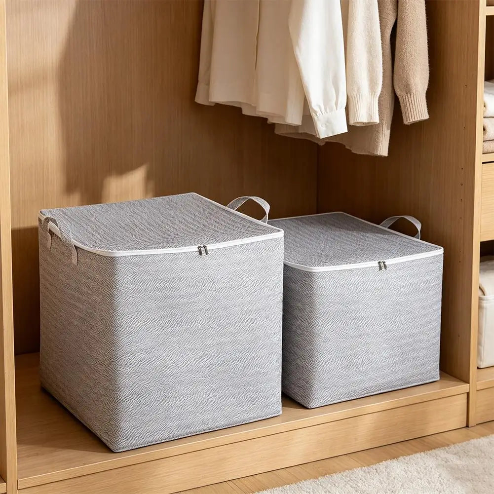 Non-woven Quilt Storage Bag with Lids Zipper Large Capacity Dust-proof Bag Organize Foldable Clothes Quilt Bins Container