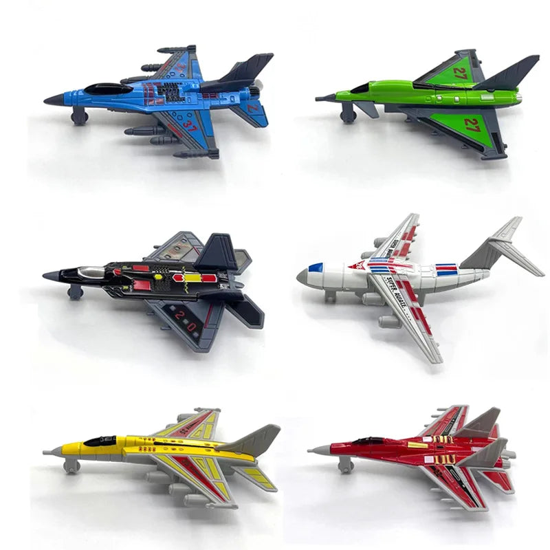10CM Fighter Model 6Pcs Aircrafts Set MINI Alloy+PVC Military Airplane Toys Collection Warplane Decorations For Kids Boys Gift