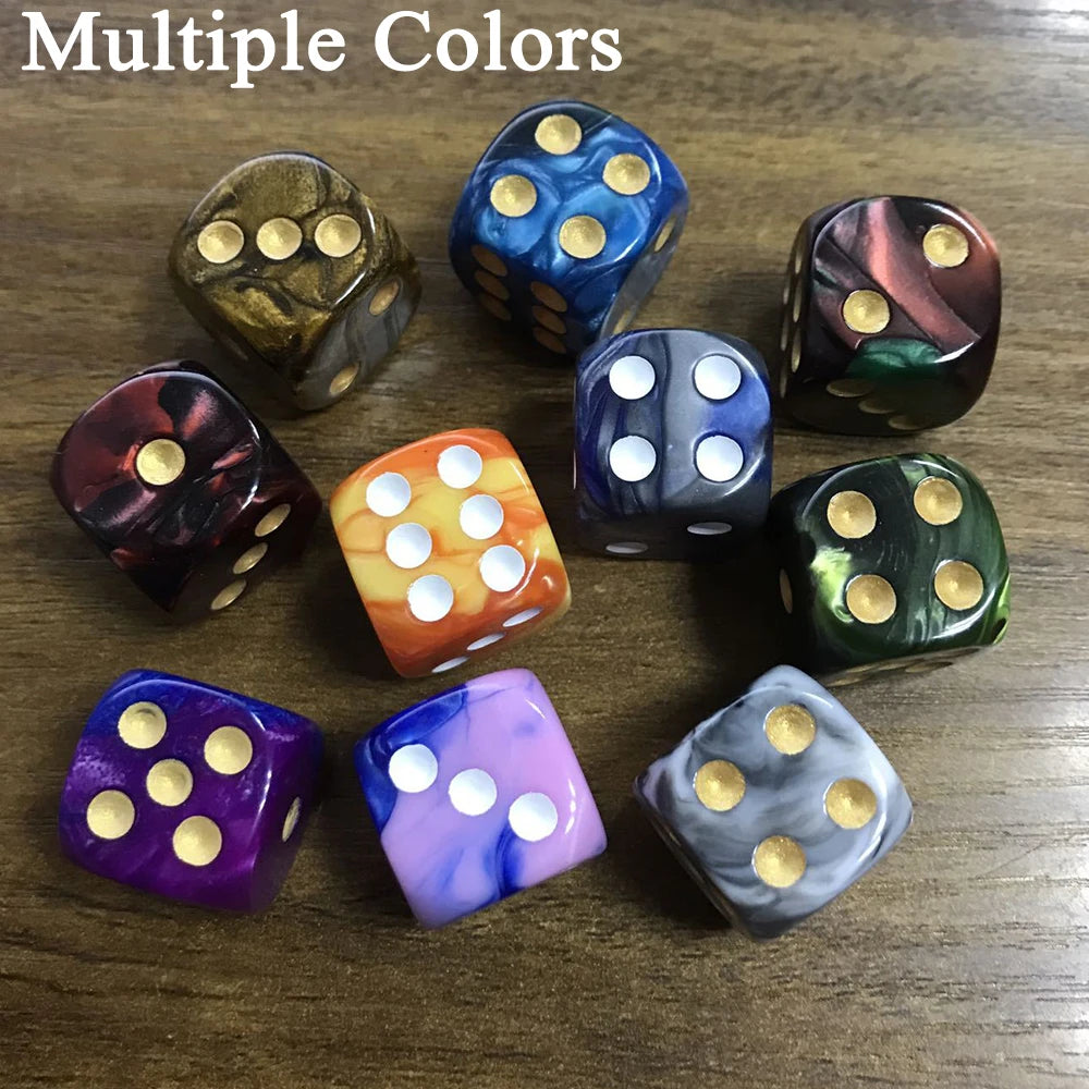 50/30/10Pcs 16mm 6 Sided Game Dice Set with Gold Pips Round Corner D6 Square Dice for Playing Board Teaching Math Game