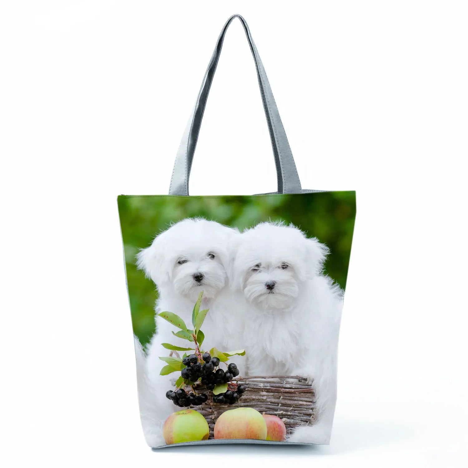 Cute Maltese Dogs Print Handbags Casual Women Shopping Bag Large Capacity Foldable Shoulder Bags Eco Reusable Travel Beach Totes