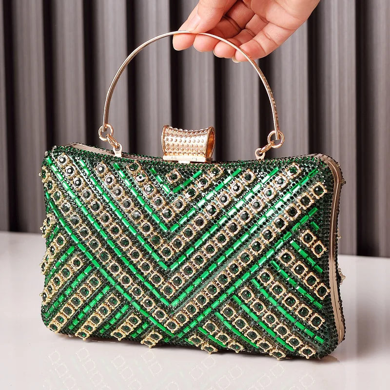 2025 new diamond-encrusted dinner bag colorful high-end banquet bag fashionable rhinestone bag