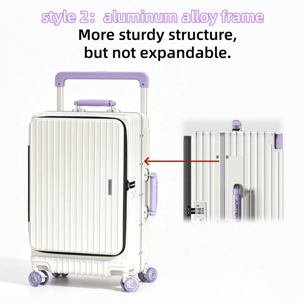 Side Opening Rolling Luggage Wide Trolley Travel 1:9 Deep Warehouse Suitcase with Skating Spinner Wheels TSA Lock PC Material 20