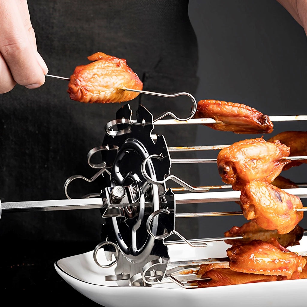 BBQ Grill Oven Meat Kebab Rack Easy Flip Grill Kebab Maker for Home Party Cooking Picnic BBQ NonStick Roaster Skewer Needle Cage