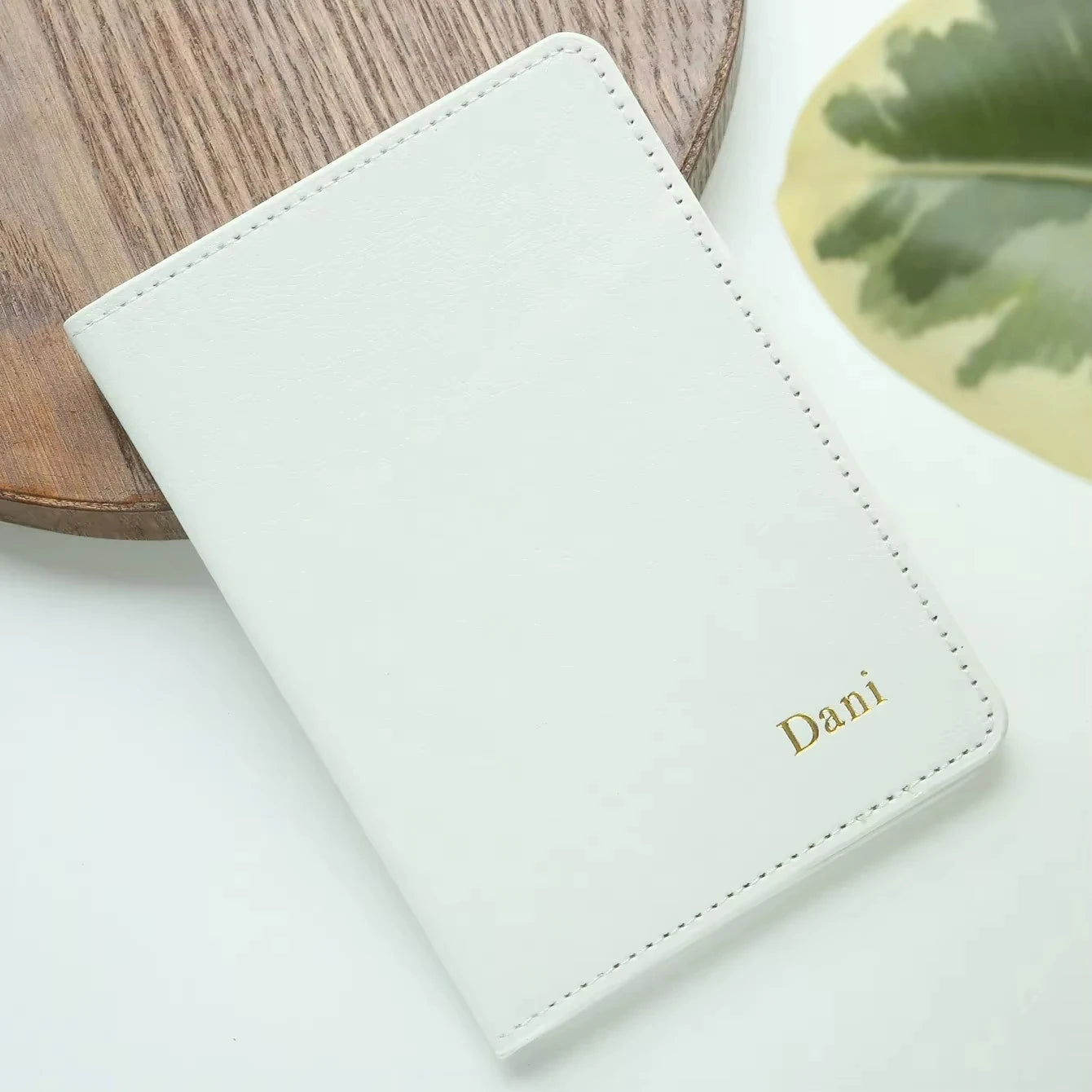 Custom Name Floral PU Leather Slim Passport Holder 26 Letter Card Wallet Travel Document Organizer