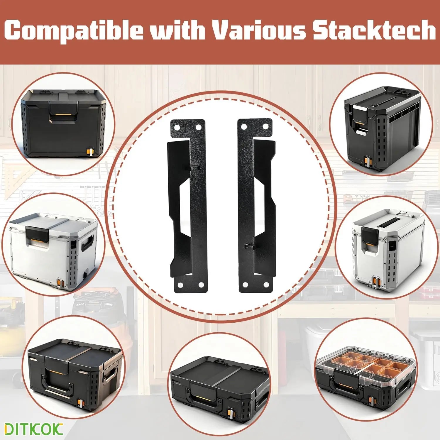 2Pcs Small Metal Mounting Brackets Compatible with Toughbuilt Stacktech Toolbox