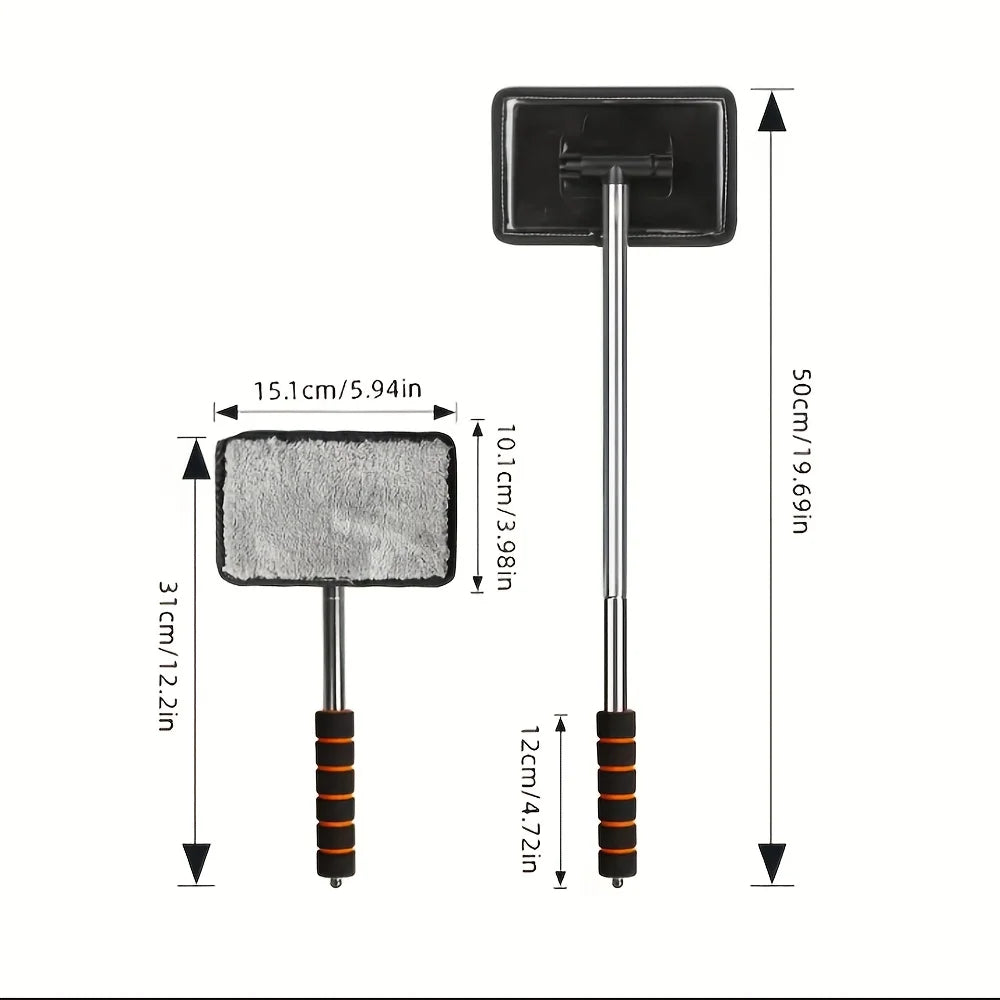 4pcs Car Windshield Wiper,Telescopic Glass Cleaning Cloth with Metal Pole for Defogging and Dust Removal,Car Cleaning Accessorie