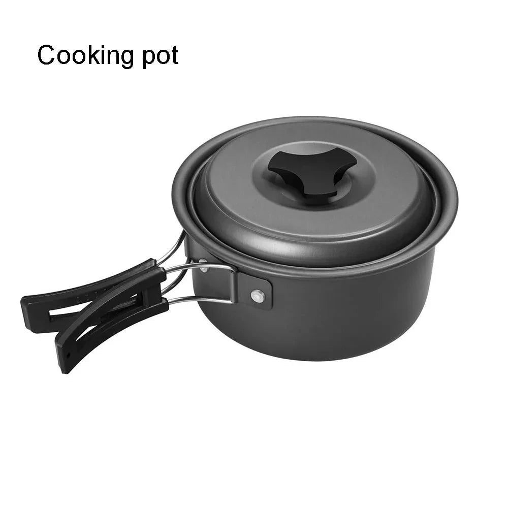 Camping Cookware Kit Outdoor Cooking Set Aluminum Pot Equipment Travel Tableware Kitchen for Hiking Picnic BBQ