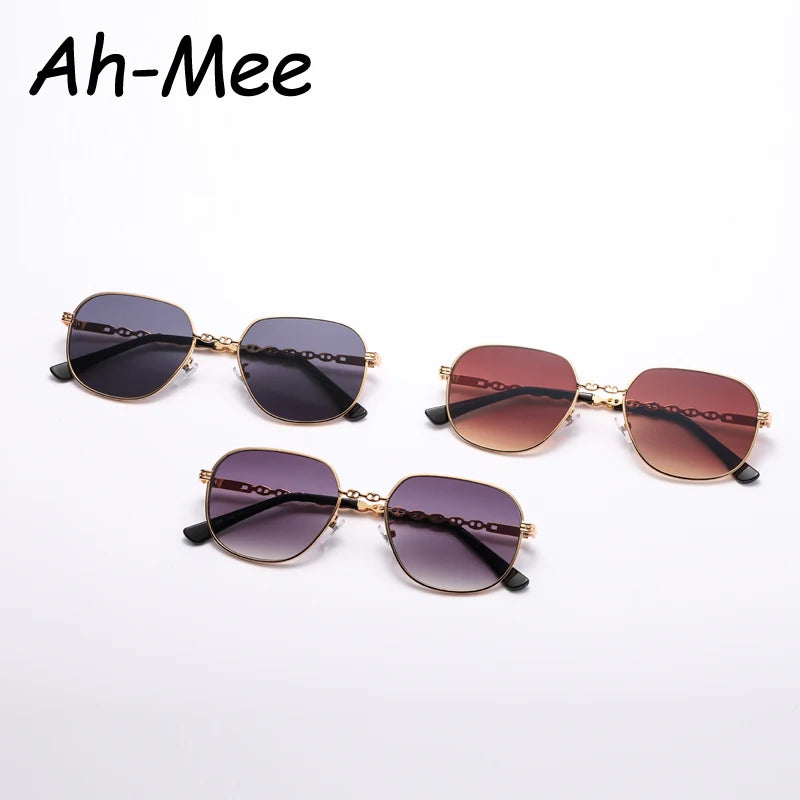 Hiking New Women Square Anti Light Glasses Vintage Alloy Frames Gradient Sun Glasses Retro Punk Metal Shades Oculos De Sol