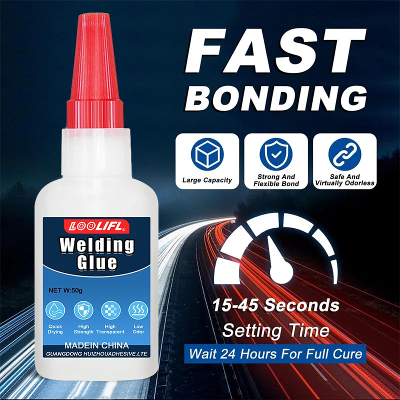 LOOLIFL Super Glue, 50g transparent, used for DIY production of plastic, metal, wood, shoes, rhinestones, glass, and handicrafts