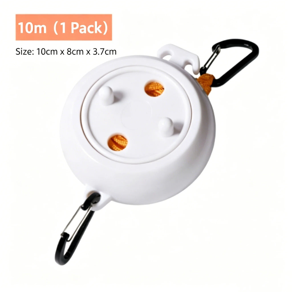 10M Portable Retractable Clothesline, Windproof Anti-Slip Laundry Line for Camping, Travel, Dorm