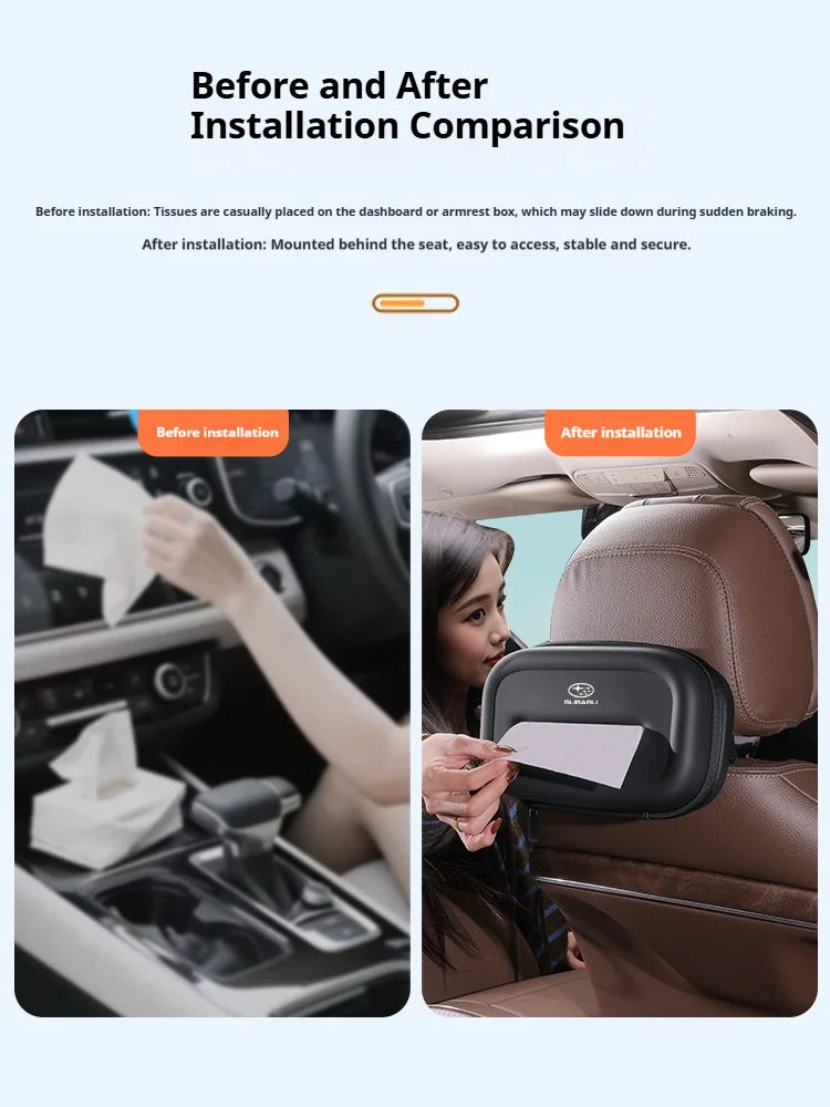 For Subaru Ascent BRZ Forester Impreza Legacy Outback WRX VX Car 3D stereoscopic Extra-Long & Large tissue box Auto Accessories