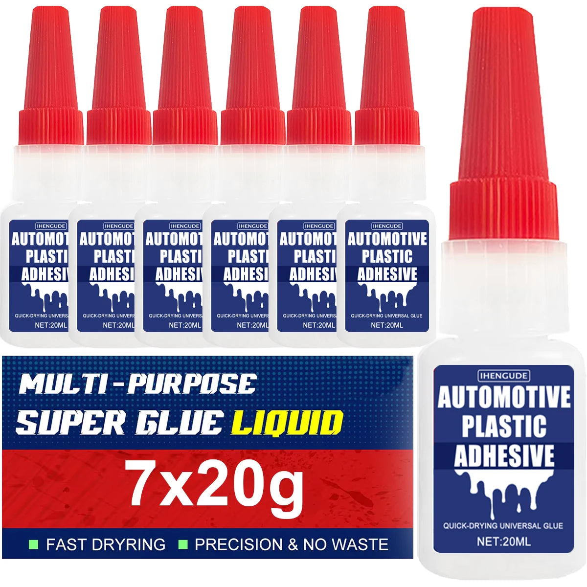 Super Strong Glue 20g (7-Pack), Cyanoacrylate Adhesive, Suitable for Hard Plastics, Crafts, Ceramics, Picture Frames, Leather, Metal, Strong Adhesive Liquid Glue Tool, Christmas DIY