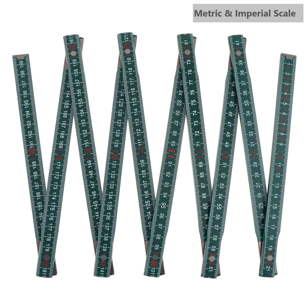 2M Metric & Imperial Scale Folding Wood Ruler Multifunctional Measuring Tools for Teaching / Drawing