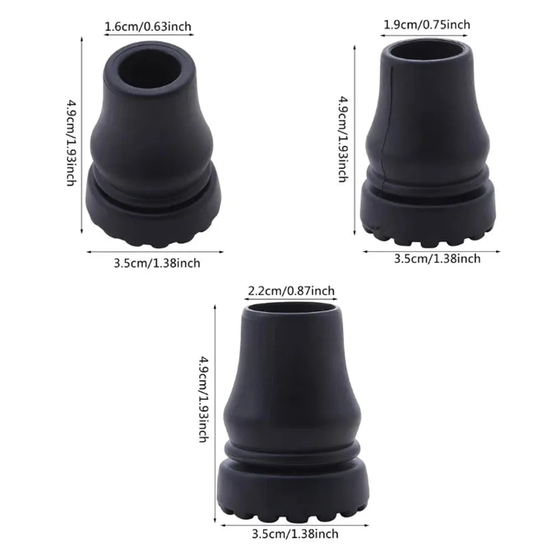 Rubber Pad Cap Non-Slip Walking Stick Crutch Cane Bottom Pads Cover Protector Climbing Hiking Trekking Pole Tip Black 16/19/22mm