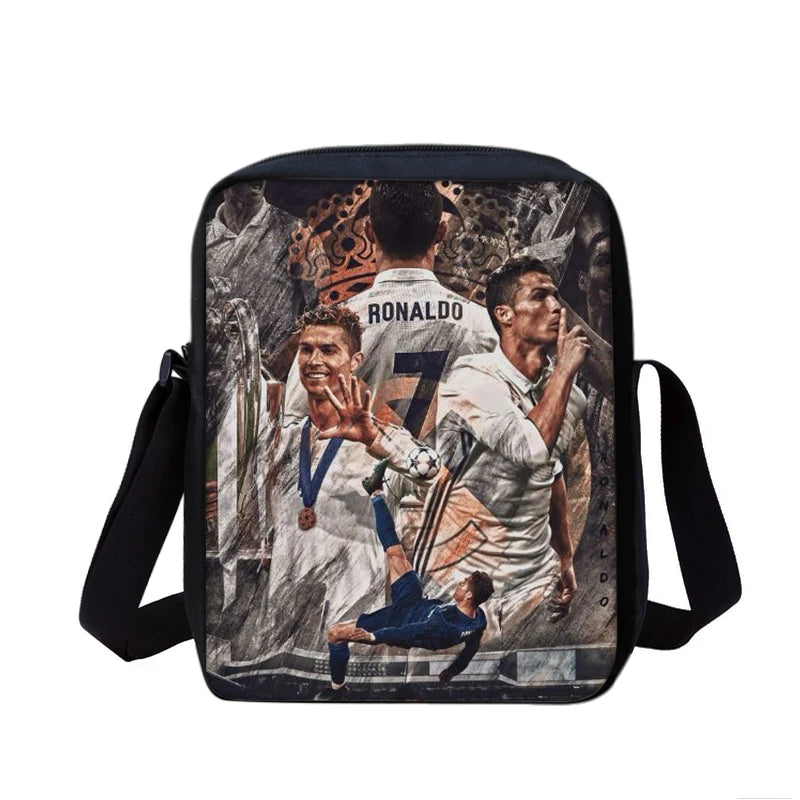 CR Boys Girls School Bags Phone Bag Football Star Shopping Bag Best Gift Printed Ronaldo Shoulder Messenger Bag Handbag
