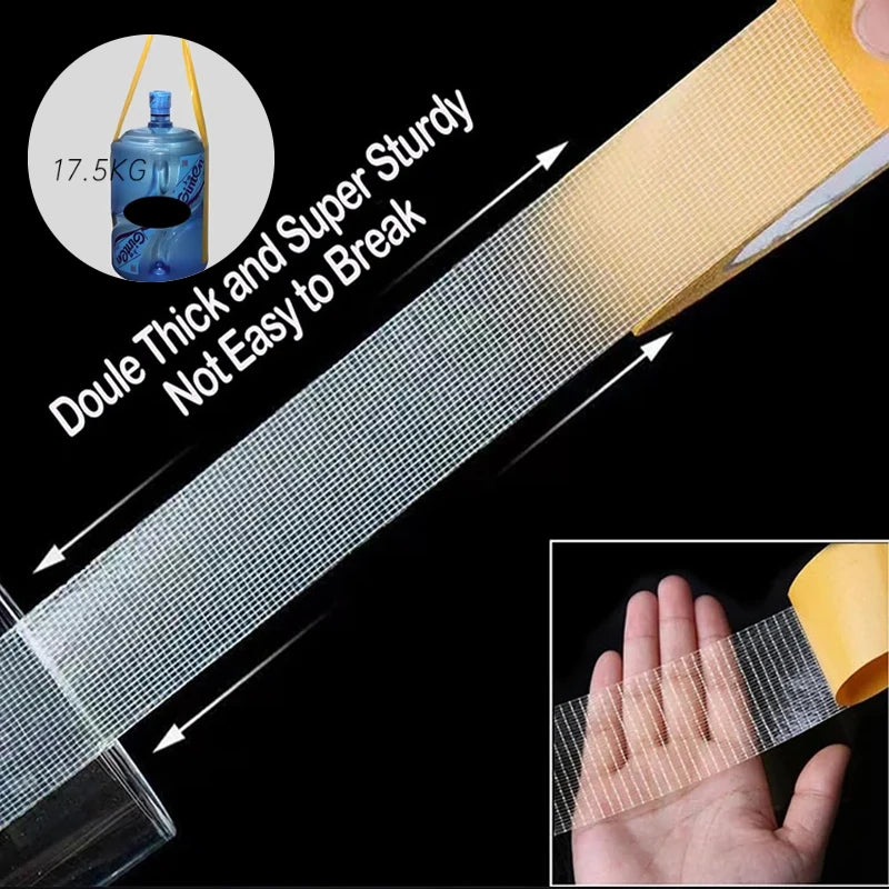 Double-sided Adhesive Strong Non-marking Adhesive Fibre Mesh Double-sided Adhesive Translucent High Viscosity Carpet Tape