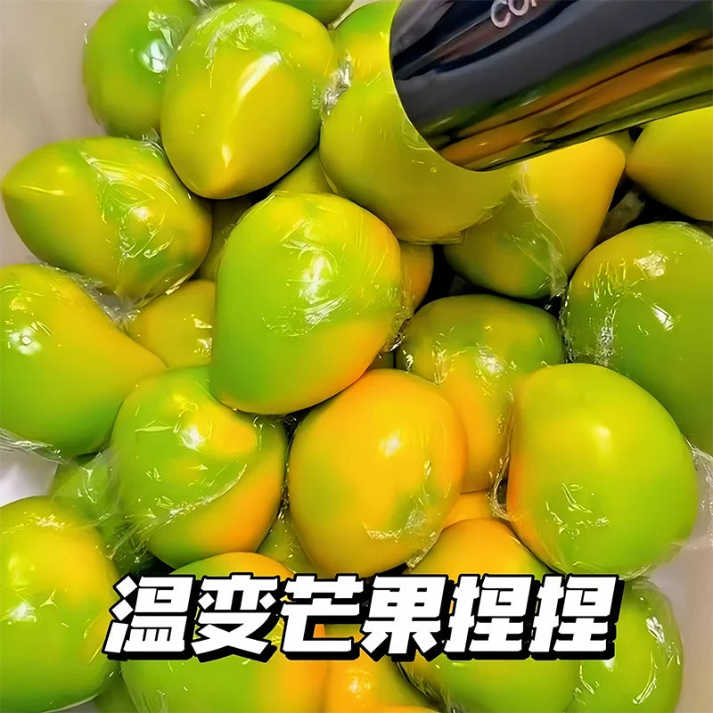 Handmade Squishy Mango Stress Ball Toy Color-changing Mango Squeeze Fidget Toys ASMR Sensory Stress Relief Toy for Adult